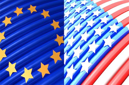 simsearch:400-06086537,k - American and EU flags. computer rendering Stock Photo - Budget Royalty-Free & Subscription, Code: 400-07168071