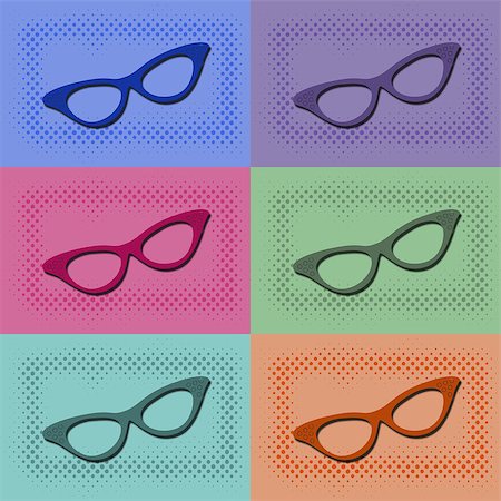 Colorful pop art wallpaper with sunglasses Stock Photo - Budget Royalty-Free & Subscription, Code: 400-07169195
