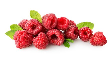 Raspberry with green leaf isolated on white Stock Photo - Budget Royalty-Free & Subscription, Code: 400-07169328