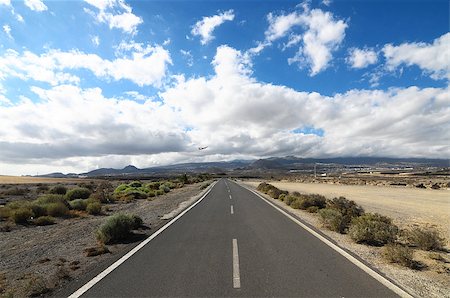 simsearch:400-04436530,k - Lonely Road in the Desert in Tenerife Canary Islands Stock Photo - Budget Royalty-Free & Subscription, Code: 400-07169423
