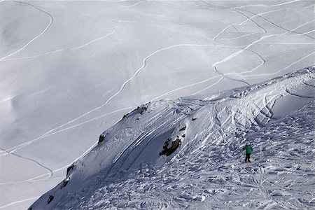 extreme skiing cliff - Skier on off-piste slope. Caucasus Mountains. Georgia, ski resort Gudauri. Stock Photo - Budget Royalty-Free & Subscription, Code: 400-07169958