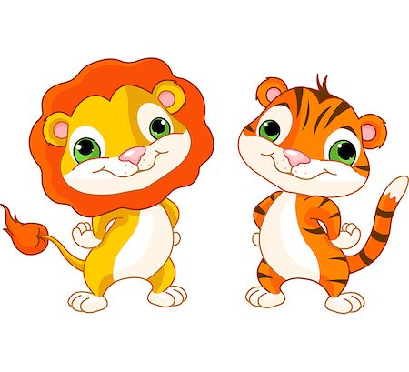 simsearch:400-08255624,k - Cute animal characters lion and tiger Stock Photo - Budget Royalty-Free & Subscription, Code: 400-07175976