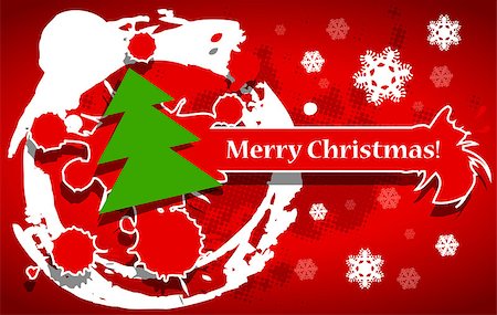 illustration red Christmas background with a fir Stock Photo - Budget Royalty-Free & Subscription, Code: 400-07176174