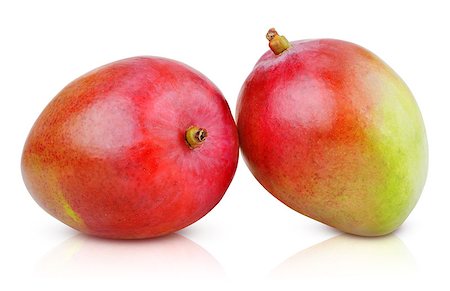simsearch:824-07586124,k - Two ripe mango fruit isolated on white with clipping path Stock Photo - Budget Royalty-Free & Subscription, Code: 400-07176178