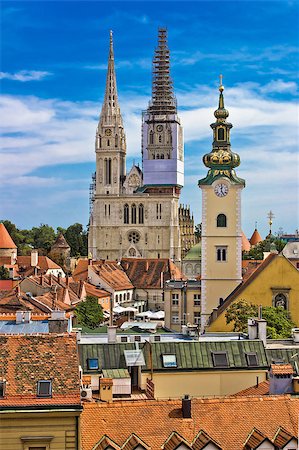 simsearch:400-07771401,k - Church towers of Zagreb, capital of Croatia Photographie de stock - Aubaine LD & Abonnement, Code: 400-07176270