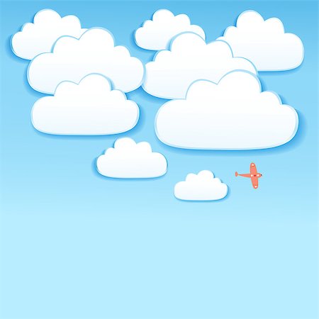 shadow plane - white clouds for text on a blue background with an airplane Stock Photo - Budget Royalty-Free & Subscription, Code: 400-07176695