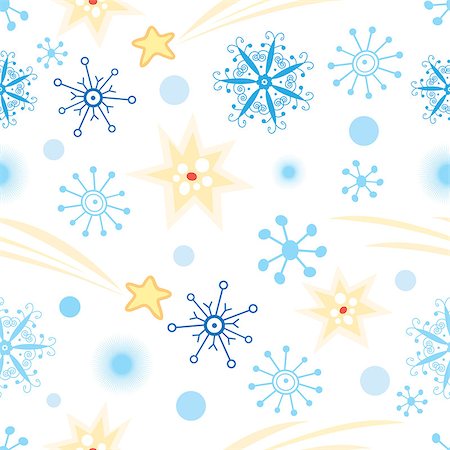 simsearch:400-06928070,k - Christmas seamless graphic pattern of snowflakes and stars on a white background Stock Photo - Budget Royalty-Free & Subscription, Code: 400-07178949