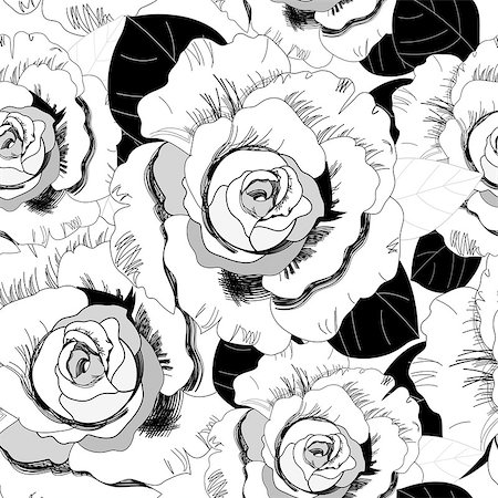 simsearch:400-06928070,k - Seamless graphic pattern of roses Stock Photo - Budget Royalty-Free & Subscription, Code: 400-07178950