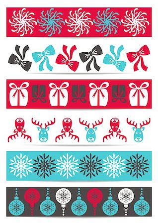 simsearch:400-07222092,k - Set of six colored christmas ornamental pattern banners Stock Photo - Budget Royalty-Free & Subscription, Code: 400-07178972