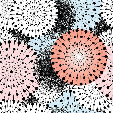 simsearch:400-08627385,k - Graphical abstract seamless floral pattern of different circular items Stock Photo - Budget Royalty-Free & Subscription, Code: 400-07179026