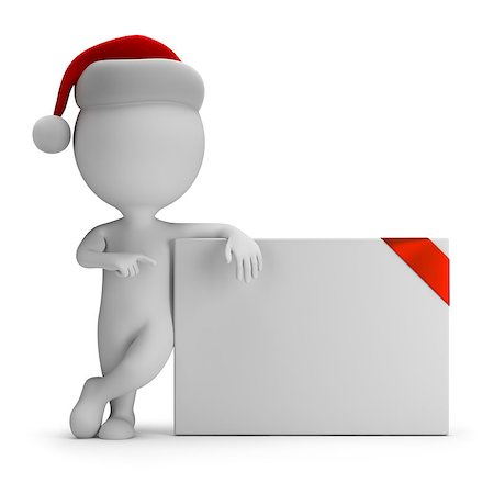 simsearch:400-04229535,k - 3d small person - Santa next to an empty board. 3d image. White background. Photographie de stock - Aubaine LD & Abonnement, Code: 400-07179140