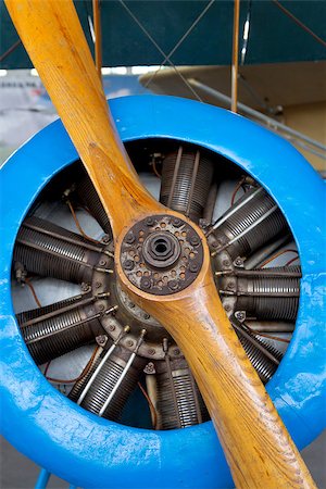 simsearch:400-08188604,k - Old aircraft engine with wood propeller, vintage plane close up Stock Photo - Budget Royalty-Free & Subscription, Code: 400-07179333