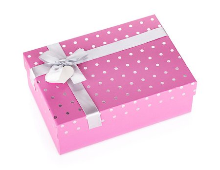 simsearch:400-08806797,k - Pink gift box with ribbon and bow. Isolated on white background Photographie de stock - Aubaine LD & Abonnement, Code: 400-07179696