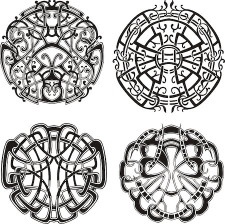simsearch:400-06076985,k - Symmetrical knot patterns. Set of black and white vector illustrations. Stock Photo - Budget Royalty-Free & Subscription, Code: 400-07170913