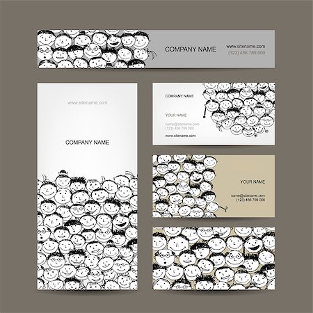 Business cards collection, people crowd design Stock Photo - Budget Royalty-Free & Subscription, Code: 400-07171846