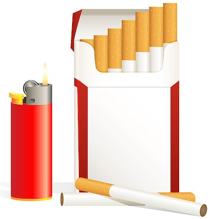 simsearch:400-06761272,k - cigarette pack and red cigarette lighter Stock Photo - Budget Royalty-Free & Subscription, Code: 400-07172222