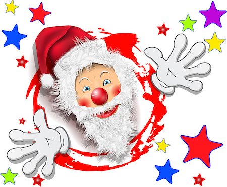 illustration, merry santa claus with stars on white background Stock Photo - Budget Royalty-Free & Subscription, Code: 400-07173072