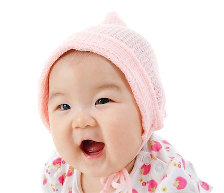 simsearch:400-07171482,k - Portrait of happy Asian baby girl smiling, isolated on white background Stock Photo - Budget Royalty-Free & Subscription, Code: 400-07173559