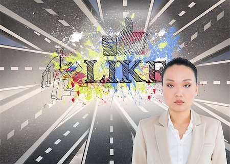 paintings of cross roads - Composite image of unsmiling asian businesswoman Stock Photo - Budget Royalty-Free & Subscription, Code: 400-07184684