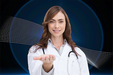 stethoscope graphic design - Composite image of portrait of female nurse holding out open palm Stock Photo - Budget Royalty-Free & Subscription, Code: 400-07191083