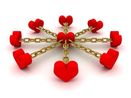 simsearch:400-07578126,k - Eight hearts linked to one heart in center. Concept 3D illustration. Stock Photo - Budget Royalty-Free & Subscription, Code: 400-07207874