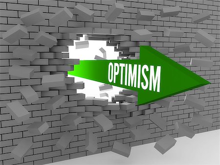 simsearch:400-05744172,k - Arrow with word Optimism breaking brick wall. Concept 3D illustration. Stock Photo - Budget Royalty-Free & Subscription, Code: 400-07207888