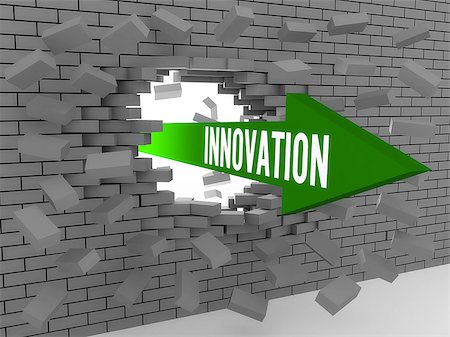 simsearch:400-05744172,k - Arrow with word Innovation breaking brick wall. Concept 3D illustration. Stock Photo - Budget Royalty-Free & Subscription, Code: 400-07207883