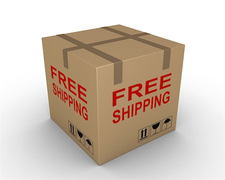 shipping carton - Carton box with free shipping label on it Stock Photo - Budget Royalty-Free & Subscription, Code: 400-07208043