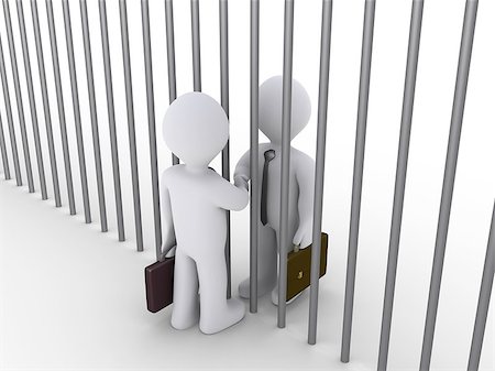 simsearch:400-06172483,k - Two 3d businessmen shake hands at the opposite sides of prison bars Stock Photo - Budget Royalty-Free & Subscription, Code: 400-07208056