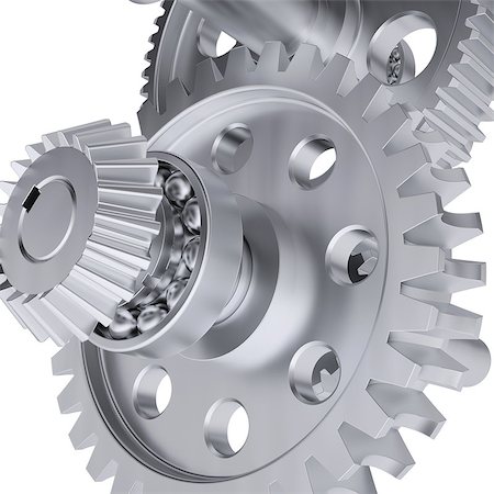 simsearch:700-05803434,k - Metal shafts, gears and bearings. 3d render on white background Stock Photo - Budget Royalty-Free & Subscription, Code: 400-07208519