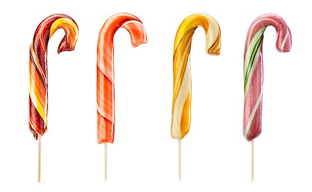 simsearch:400-04807620,k - Set of twirled caramel candies on sticks, different colors. File includes clipping path Stock Photo - Budget Royalty-Free & Subscription, Code: 400-07209225