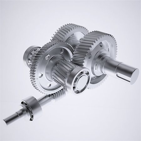 simsearch:700-05803434,k - Metal shafts, gears and bearings. 3d render on gray background Stock Photo - Budget Royalty-Free & Subscription, Code: 400-07209521