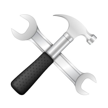 simsearch:400-06560568,k - Hammer and wrench on white background, vector eps10 illustration Photographie de stock - Aubaine LD & Abonnement, Code: 400-07214094