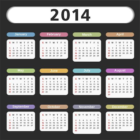 simsearch:400-07215674,k - 2014 Calendar, vector eps10 illustration Stock Photo - Budget Royalty-Free & Subscription, Code: 400-07214091