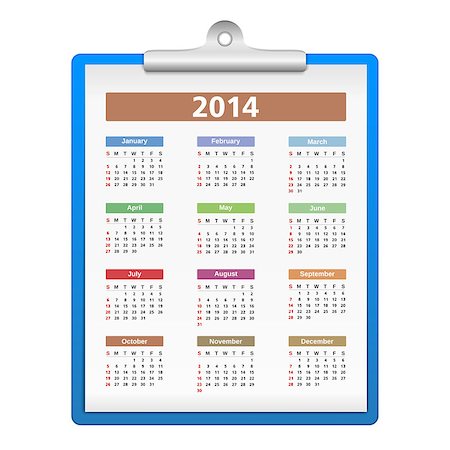 simsearch:400-07215674,k - Clipboard with 2014 calendar, vector eps10 illustration Stock Photo - Budget Royalty-Free & Subscription, Code: 400-07214122