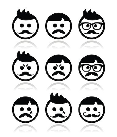 simsearch:400-07221782,k - Collection of man, boy faces with mustache - happy, sad, angry Stock Photo - Budget Royalty-Free & Subscription, Code: 400-07214145