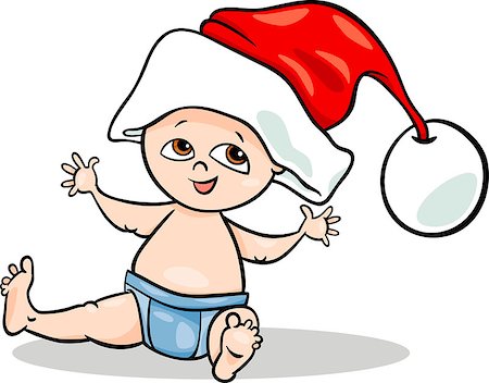Cartoon Illustration of Cute Little Baby Boy in Santa Claus Hat for Christmas Stock Photo - Budget Royalty-Free & Subscription, Code: 400-07214565