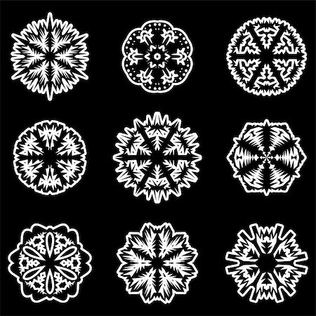 simsearch:400-07900302,k - Set of snowflakes, vector illustration. Stock Photo - Budget Royalty-Free & Subscription, Code: 400-07214666