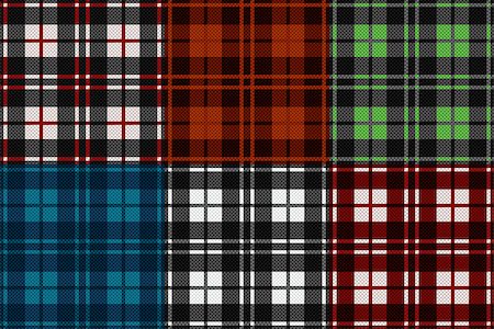 simsearch:400-07215658,k - Six seamless checkered vector tartan patterns with different tinctures Stock Photo - Budget Royalty-Free & Subscription, Code: 400-07214765