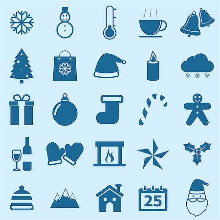 simsearch:400-04149556,k - Winter color icons on blue background, stock vector Stock Photo - Budget Royalty-Free & Subscription, Code: 400-07215158
