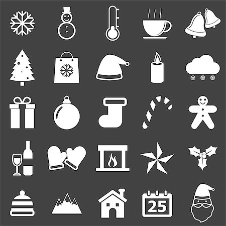 simsearch:400-04149556,k - Winter icons on black background, stock vector Stock Photo - Budget Royalty-Free & Subscription, Code: 400-07215159