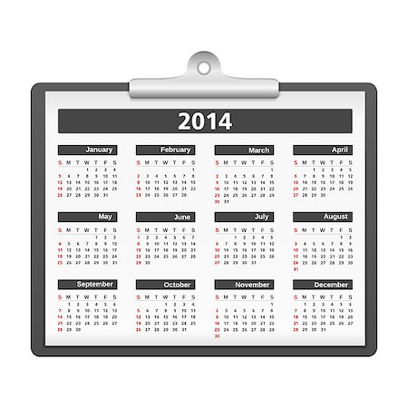 simsearch:400-07215674,k - Clipboard with 2014 calendar, vector eps10 illustration Stock Photo - Budget Royalty-Free & Subscription, Code: 400-07215247