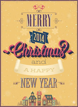 simsearch:400-07222092,k - Vintage Christmas Poster. Vector illustration. Stock Photo - Budget Royalty-Free & Subscription, Code: 400-07215476