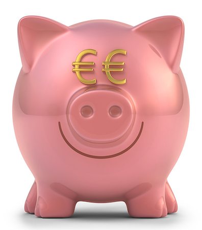 simsearch:400-07218287,k - Piggy bank with eyes euro sign. Clipping path included. Stock Photo - Budget Royalty-Free & Subscription, Code: 400-07215511
