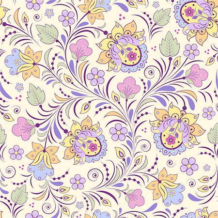 simsearch:400-07049687,k - Vector illustration of seamless pattern with abstract flowers.Floral background Stock Photo - Budget Royalty-Free & Subscription, Code: 400-07215547