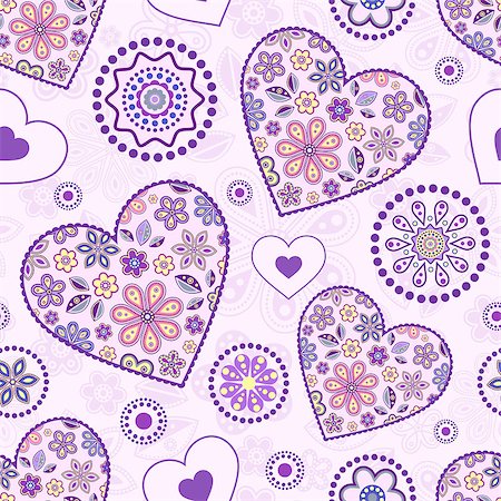 simsearch:400-07049687,k - Vector illustration of seamless pattern with abstract hearts Stock Photo - Budget Royalty-Free & Subscription, Code: 400-07215548