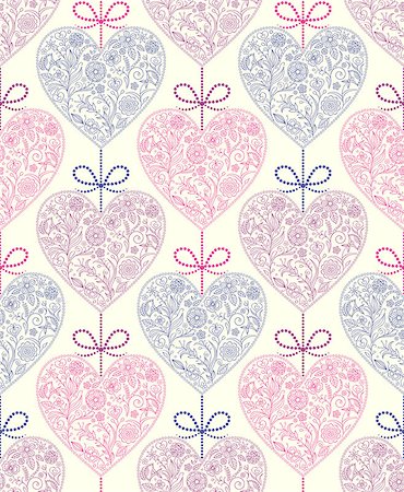 simsearch:400-07049687,k - Vector illustration of seamless pattern with abstract  hearts Stock Photo - Budget Royalty-Free & Subscription, Code: 400-07215574