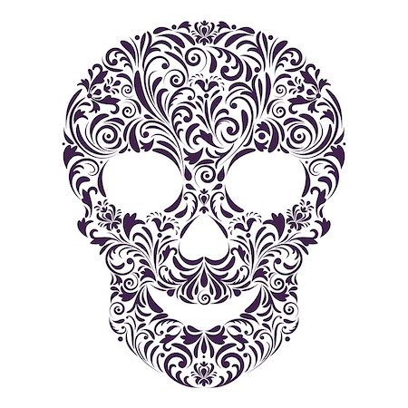 Vector illustration of abstract floral skull isolated on white background. Stock Photo - Budget Royalty-Free & Subscription, Code: 400-07215799