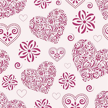 simsearch:400-07049687,k - Vector illustration of seamless pattern with abstract hearts Stock Photo - Budget Royalty-Free & Subscription, Code: 400-07215806