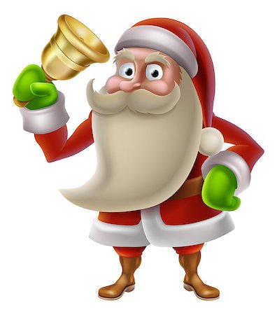 A Christmas illustration of cartoon Santa Claus ringing a golden bell Photographie de stock - Aubaine LD & Abonnement, Code: 400-07216111